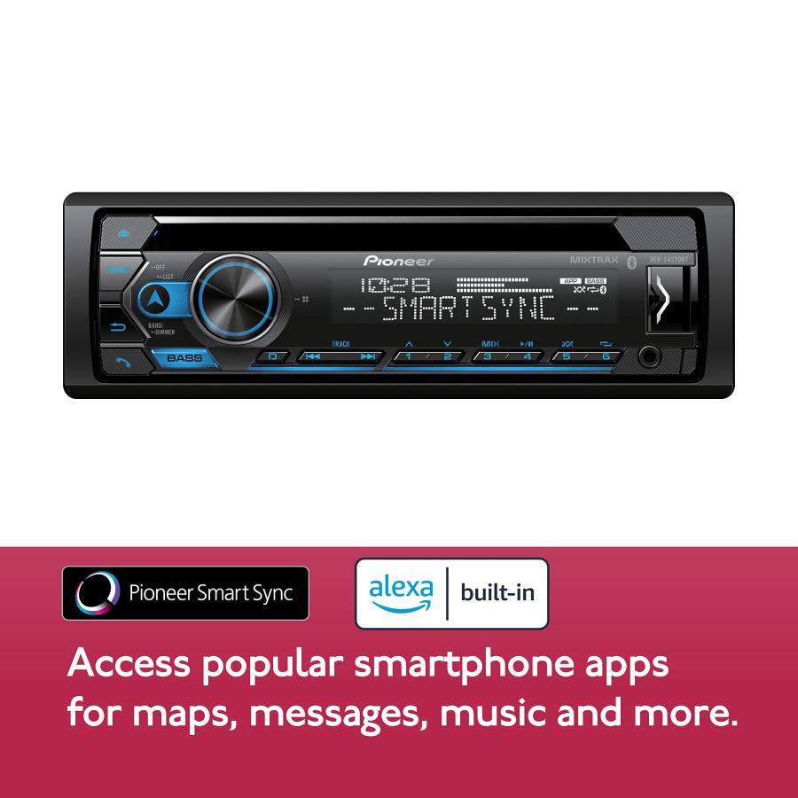 Pioneer DEH-S4220BT Single¬ Din Bluetooth CD Receiver with USB/AUX Inputs, Pioneer Smart Sync, and Hands-Free Calling for Enhanced in-Car Audio Exper｜valueselection｜03