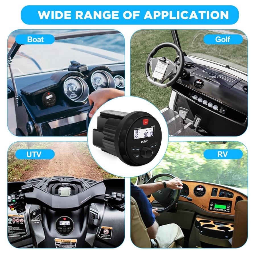 マリンオーディオシステム ステレオスピーカーパッケージ Bluetooth MP3 USB AM マリンステレオ 2 x 6.5イン