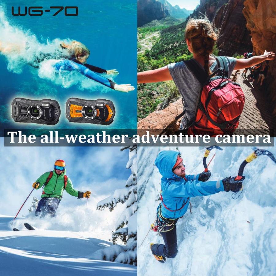 大セール Ricoh WG-70 Black Waterproof Digital Camera 16MP