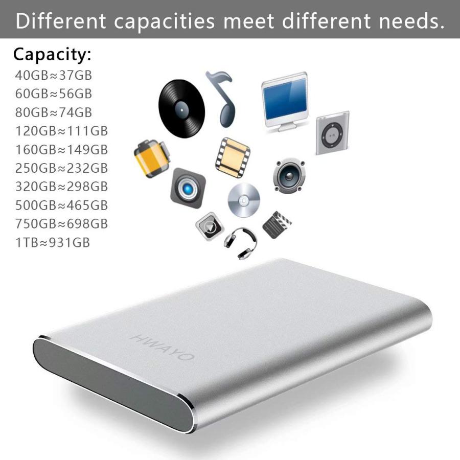HWAYO 320GB ポータブル外付けハードドライブ USB3.1 Gen 1 Type C
