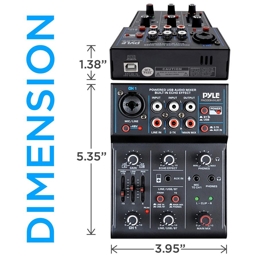 Pyle スタジオ用レコーディング機器 PAD33MXUBT ワイヤレスシステム ブラック｜valueselection｜07