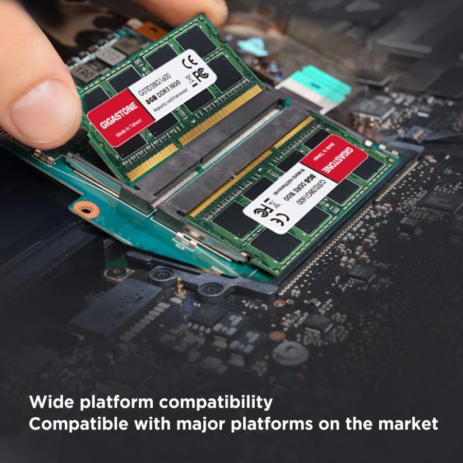 2022年最新改良版 【メモリ DDR3】Gigastone ノートPC用メモリ DDR3 8GBx2枚 (16GB) DDR3-1600MHz PC3-12800 CL11 1.35V 204 Pin Unbuffered Non-ECC SODIMM Memory Module For La