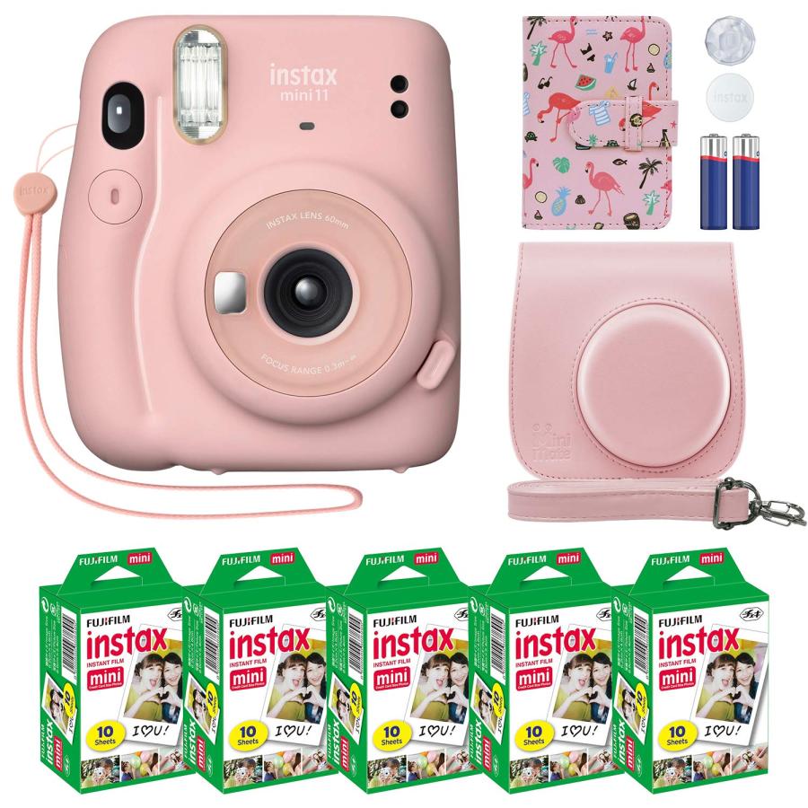 Fujifilm Instax Mini 11 Instant Camera Blush Pink + Custom Case + 