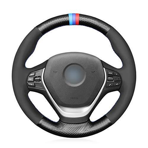 MEWANT マットカーボンファイバーとスエード ハンドルカバー BMW 2シリーズ F22 F23 F45 F46 2014-2019/3シリーズ F