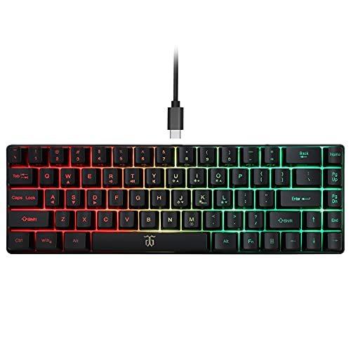 Snpurdiri Wired 65% Gaming Keyboard, 68 Keys Mini Keyboard RGB Backlit,More Pratical Arrow Keys and Edit Keys Than 60 Keyboard, for PC/Mac G
