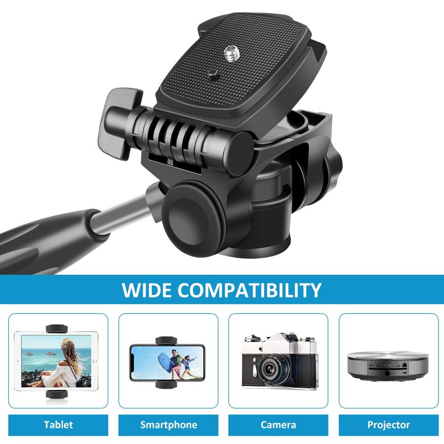 UEGOGO カメラ三脚 プレミアム三脚 デジタル一眼レフカメラ用 軽量トラベルアルミプロフェッショナル三脚スタンド ユニバーサル携帯電話タブレットホルダーとキ 