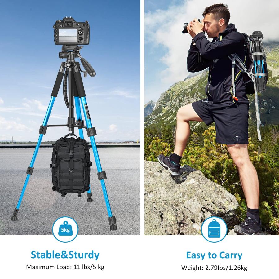 UEGOGO カメラ三脚 プレミアム三脚 デジタル一眼レフカメラ用 軽量トラベルアルミプロフェッショナル三脚スタンド ユニバーサル携帯電話タブレットホルダーとキ 
