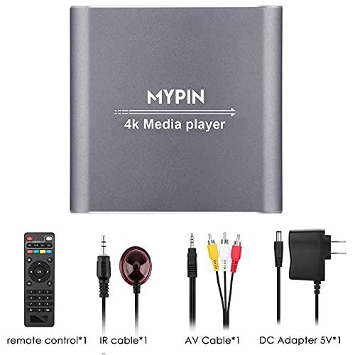 4K Media Player with Remote Control, Digital MP4 Player for 8TB HDD/ USB Drive / TF Card/ H.265 MP4 PPT MKV AVI Support HDMI/AV/Optical Out｜valueselection｜09