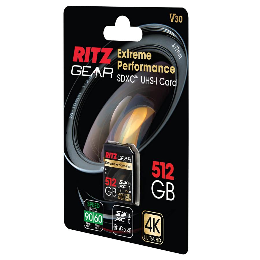 数量限定 RITZ GEAR Extreme Performance High Speed UHS-I SDXC 512GB 90/60 MB/S U3 A1 C10 V30 Memory Card (5 Units) Designed for SD Devices That can Capture Full