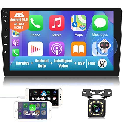 Android Double Din Car Stereo with Wireless Carplay Android Auto, 10.1 Inch IPS Touchscreen Radio with AI Voice Support DSP 36 Band EQ Bluet