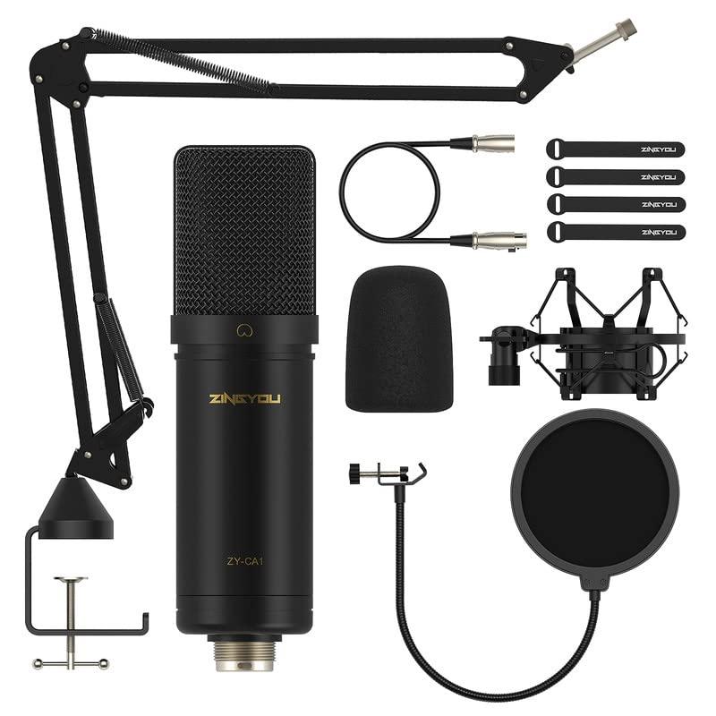 【爆売りセール開催中！】 Cable and Windscreen Filter, Pop Mount, Shock Arm, Boom with Kit Mic Recording Studio Cardioid ZINGYOU Microphone, Condenser XLR Ties Po for マイクアクセサリー