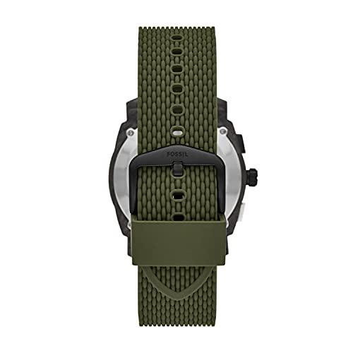 Fossil Men's Machine Chrono Quartz Stainless Steel and Silicone Chronograph Watch, Color: Carbon, Olive (Model: FS5872)｜valueselection｜03