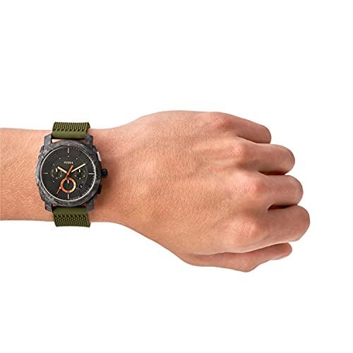 Fossil Men's Machine Chrono Quartz Stainless Steel and Silicone Chronograph Watch, Color: Carbon, Olive (Model: FS5872)｜valueselection｜04