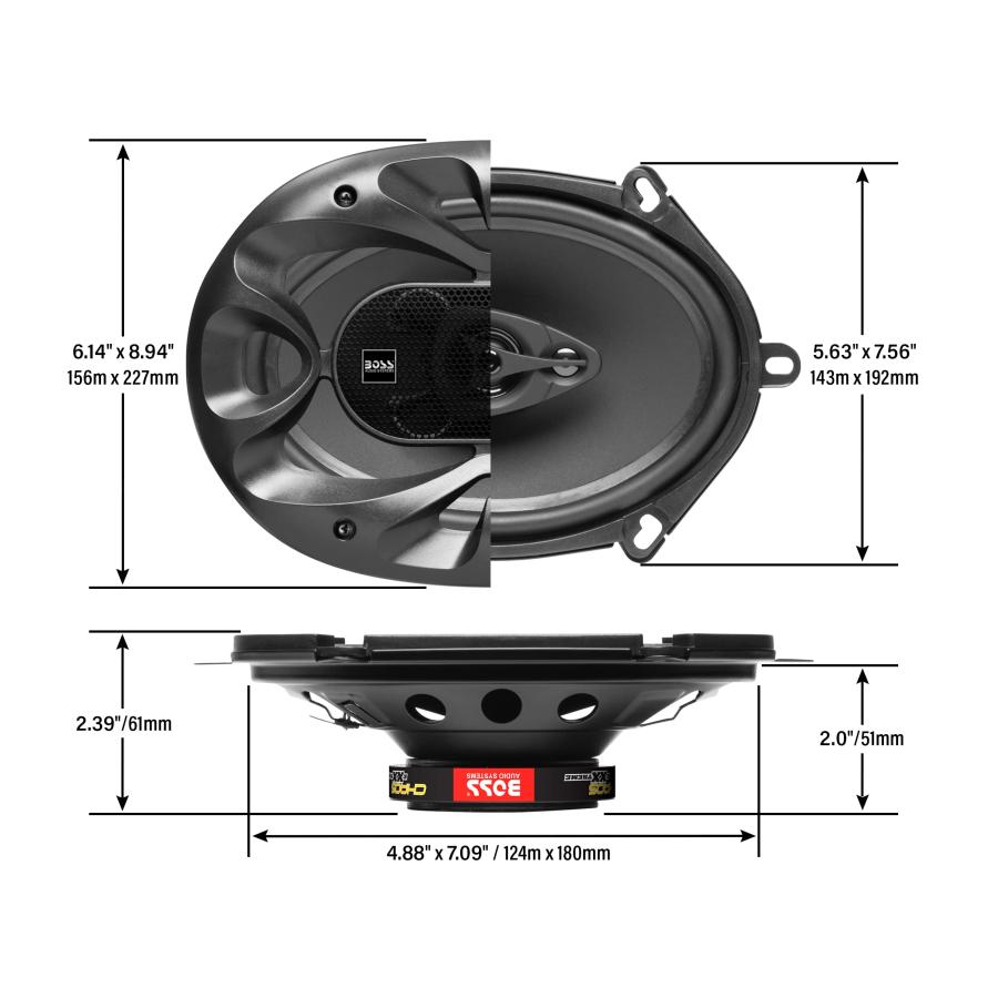 BOSS Audio Systems CH5730B Chaos Series 5 x 7 Inch Car Stereo Door Speakers - 300 Watts Max, 3 Way, Full Range Audio, 1 Inch and 0.5 inch Tweeters, Co｜valueselection｜04