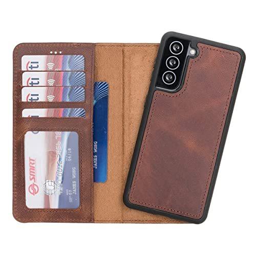 【一部予約！】 with Cover Flip Magnetic Detachable - S21 Galaxy Samsung for Case Wallet Handmade Leather Premium Genuine HARDISTON Card Kicksta and Holders マルチ対応ケース