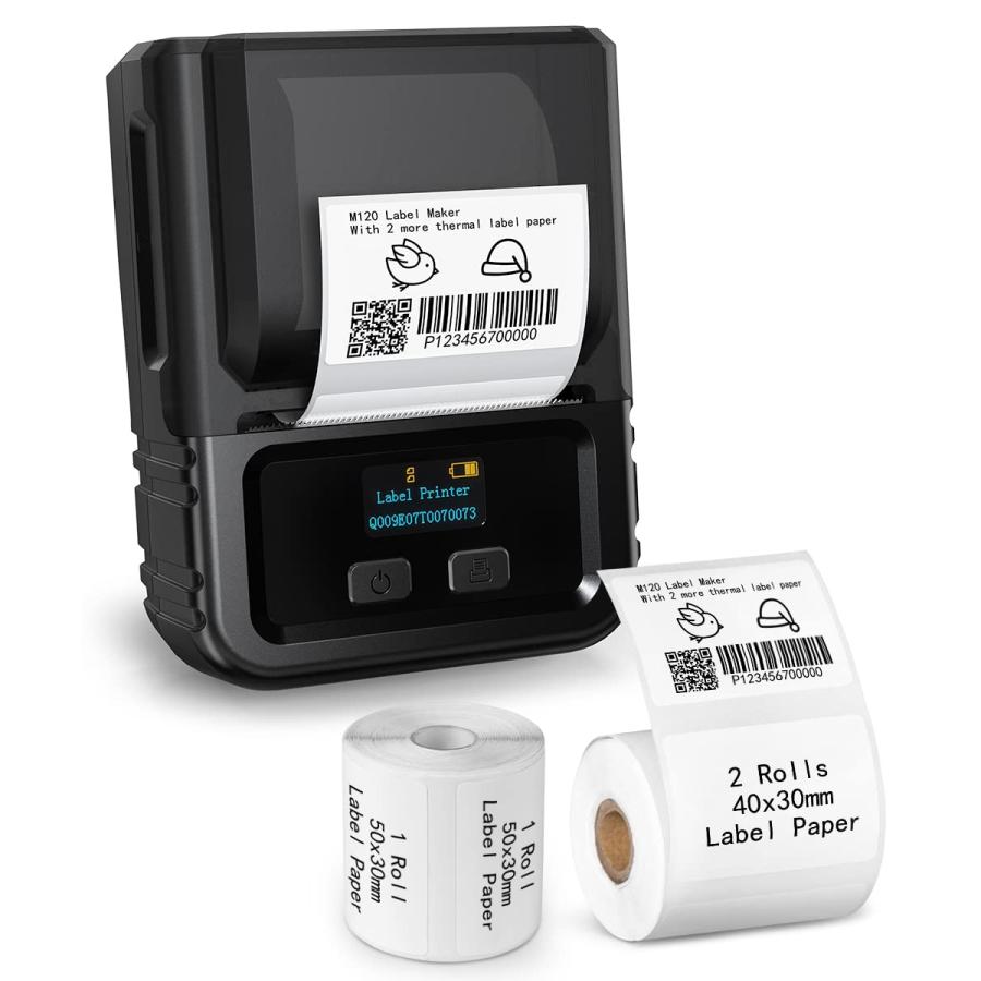 Phomemo M120 Label MakersBarcode Label Printer, 3 Rolls Labels Set