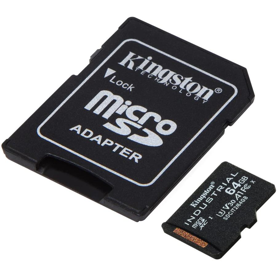 Kingston 64GB Micro SD Card Industrial Grade (2 Pack) with Adapter (SDCIT2/64GB) Bundle with (1) Everything But Stromboli TF ＆ SD Memory Card Reader｜valueselection｜05