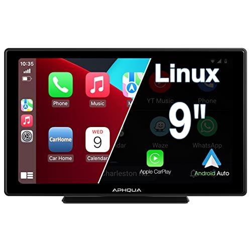 APHQUA Wireless Portable Car Stereo with Light-Sensitive, Inch IPS Touchscreen Car Radio Receiver Works with Carplay, Android Auto, Mirror
