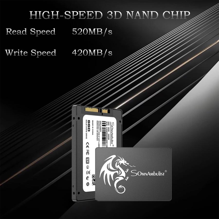 Somnambulist SSD 480GB 2.5インチ 7mm (0.28インチ) SATA III 6Gb/s 内蔵ソリッドステートハードドライブ 3D NAND 最大520｜valueselection｜03