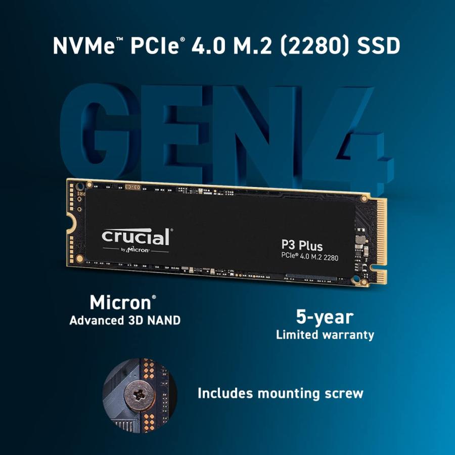 内蔵型SSD M.2 SSD 4TB Crucial P3 CT4000P3SSD8JP Amazon | Crucial P3 Plus 4TB PCIe Gen4 3D NAND NVMe M.2 SSD