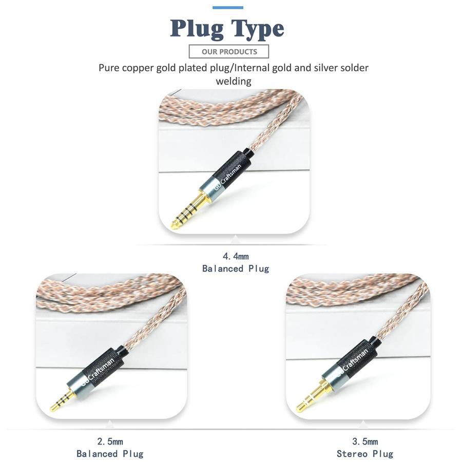 MMCXプラグ 5N OFC 銅+グラフェンイヤホン交換ケーブル SHURE SE846 SE535 SE425 Xelento リモートT8iE T9iE Fidue A83 Sirius MkII Dunu DK3001Pro DK4001 UE90｜valueselection｜06