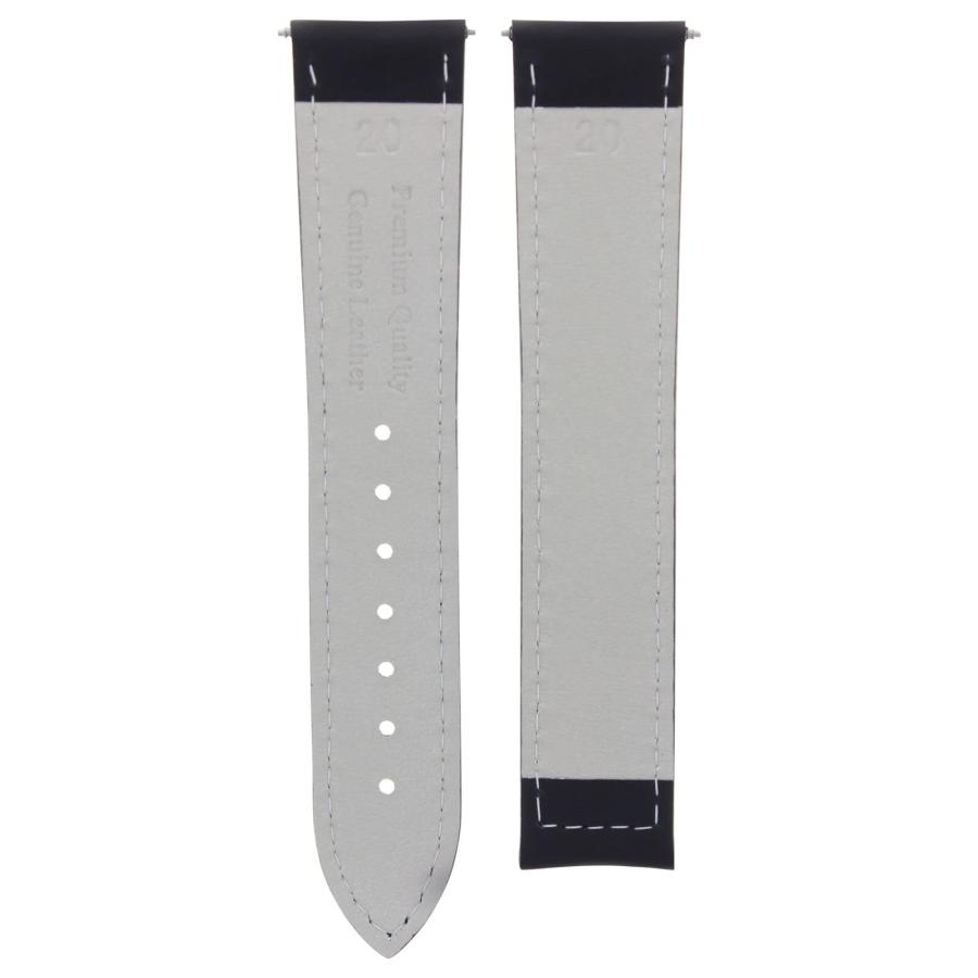 腕時計パーツ 互換品 20mm Smooth Leather Strap Band Compatible with Oris Watches With Clasp Black Silver - Polished｜valueselection｜06