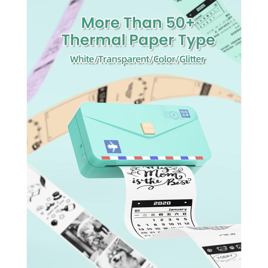 安い販売オンライン Phomemo M04AS Thermal Note Printer- 4 Portable Inkless Printer Sticker Label Printer， Support 15/53/80/110mm Paper， 300dpi， Great for Notes， Memo， Do