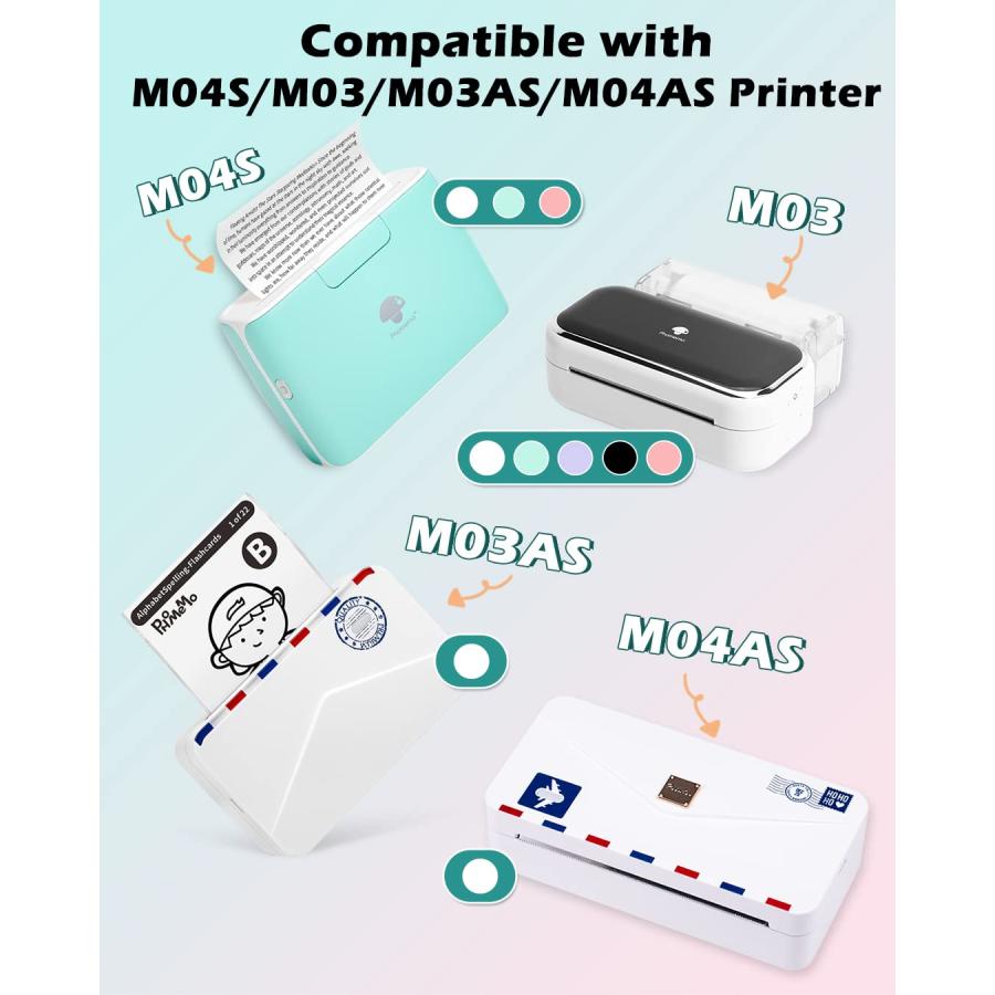 激安セールの通販 Phomemo Adhesive Thermal Sticker Paper for Phomemo M03/M03AS/M04S/M04AS Wireless Pocket Printer， Black on Green/Purple/Orange， 77mm Width X 3.5m Lengt