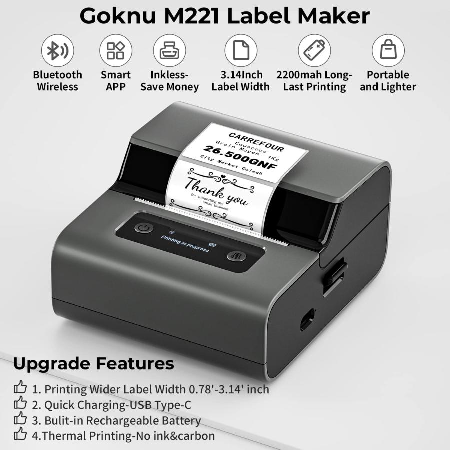 小売店が選ぶ卸 Phomemo M221 Label Maker， Upgrade 3 Inch Bluetooth Thermal Label Printer for Batch Printing， Barcode， Address， Product Ingredient， Barcode Label Print