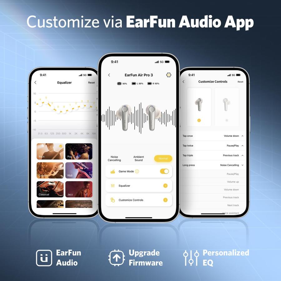 EarFun Air Pro 3 Noise Cancelling Wireless Earbuds, Qualcomm(R) aptX(TM) Adaptive Sound, 6 Mics CVC 8.0 ENC, Bluetooth 5.3 Earbuds, Multipoint Connect｜valueselection｜07