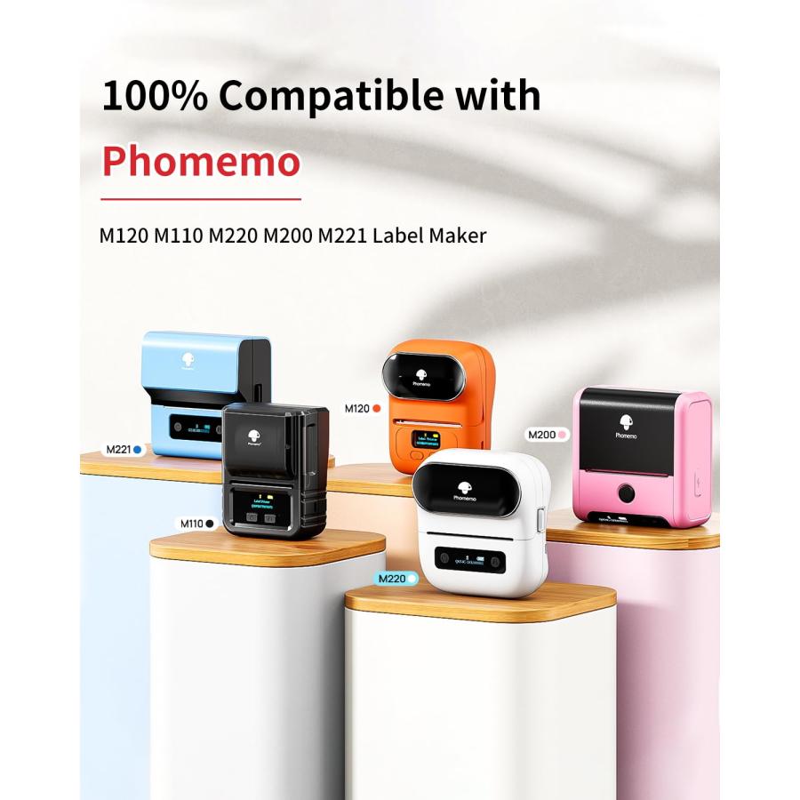 激安価格で販売 Phomemo Labels，Thermal Round Labels， 1.96´´ x 1.96´´ (50 x 50mm) Sticker Label， Strong Self-Adhesive Label Tape for Logo， Name， Barcode，for Phomemo M