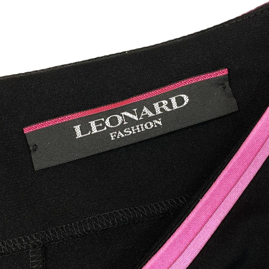 32i9【美品】 LEONARD レオナール 七分袖ワンピース カンカン素材 花柄