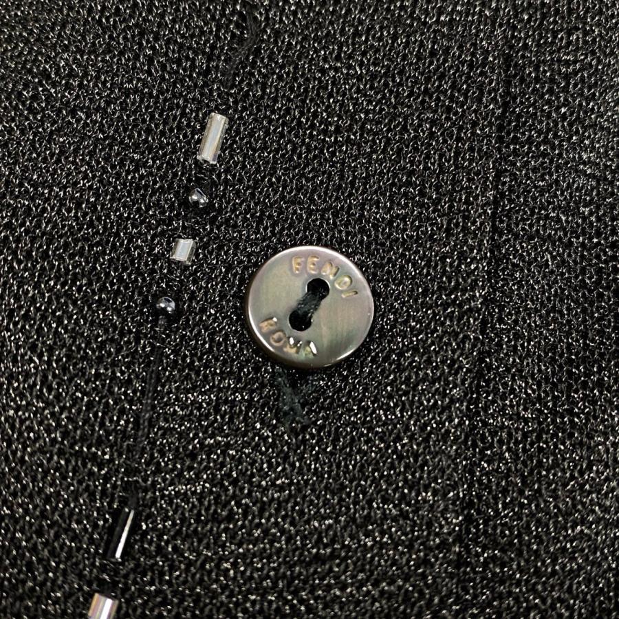 Id10 Vintage FENDI フェンディ ビジュー FFロゴ ニットセットアップ ３点セット 46 グレー系u02t_7