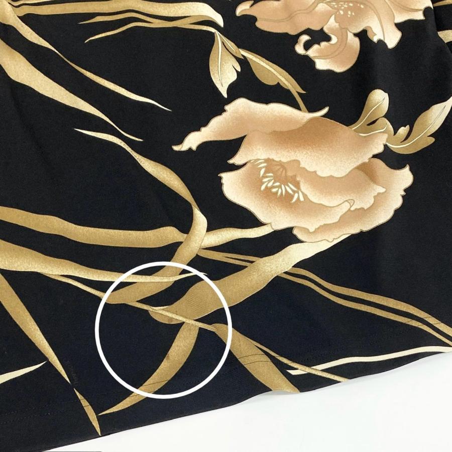 60d13 LEONARD FASHION レオナール セットアップスカート 美しい花柄プリント カンカン素材 長袖カットソー 膝丈スカート LL ブラック レディース 女性用o07t_10