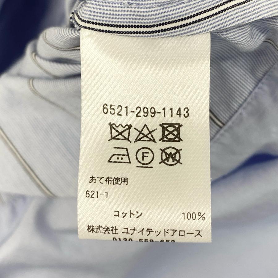 54g10 《美品》定価￥64.900 Drawer ドゥロワー 24SS レイヤーノーカラーブラウス 36 ブルー 日本製 シャツ ストライプ柄