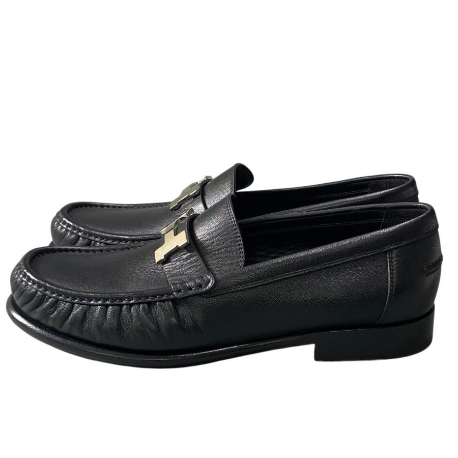 HERMES エルメス　モカシン　黒　43 1/2 27.5センチ程 美品】 HERMES エルメス モカシン カルロ シェーヴル パリバックル