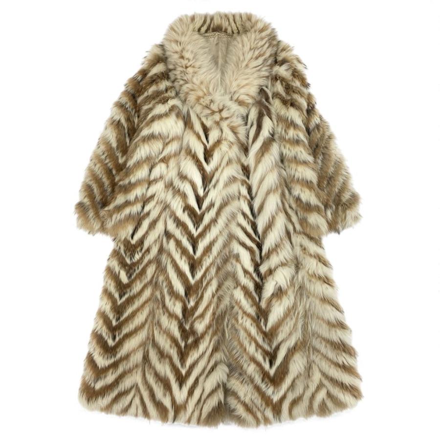 美品】フォックス 毛皮 ファーコート ロング ブラウン 11サイズ 69L15 