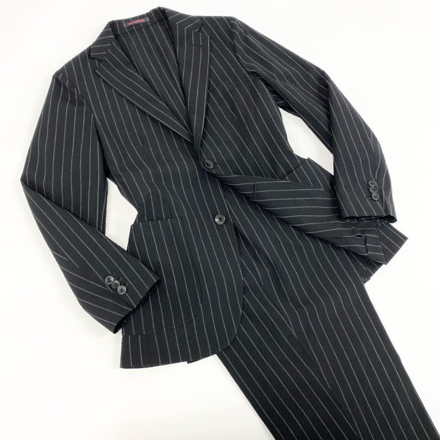 55f5 《美品》 THE GIGI ザ ジジ ストレッチ シアサッカーストライプ セットアップスーツ テーラードジャケット ブレザー スラックス トラウザーパンツ  M217 44 | 