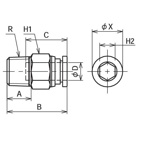 Φ16×R1/2 ワンタッチチューブ継手 コネクター OPC 1604 フローバル