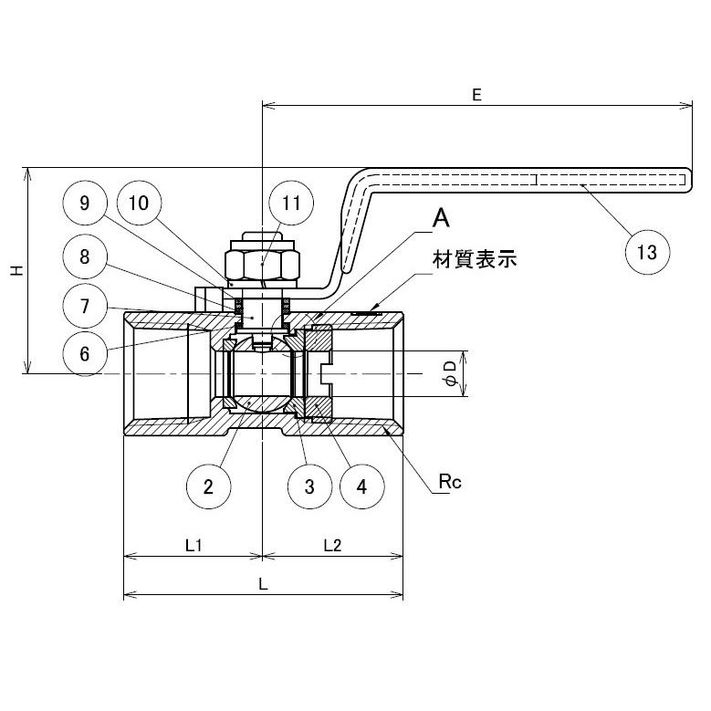 1/4(8A) ステンレス レデュースドボールバルブ ねじ込み SCS13A(SUS304相当) V03-304-02|valve-and-fitting|02