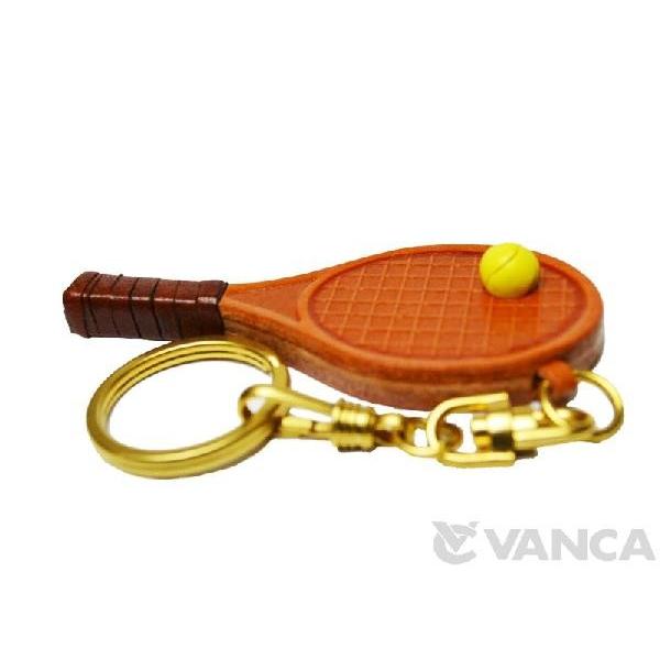 本革製キーホルダー テニスラケット バンカクラフト 革物語 Vanca Craft レザー 手作り 雑貨 革小物 革製品 日本製 テニス好き テニス グッズ かわいい 名入れ可 楽しい革雑貨の贈り物 Vanca Craft 通販 Yahoo ショッピング