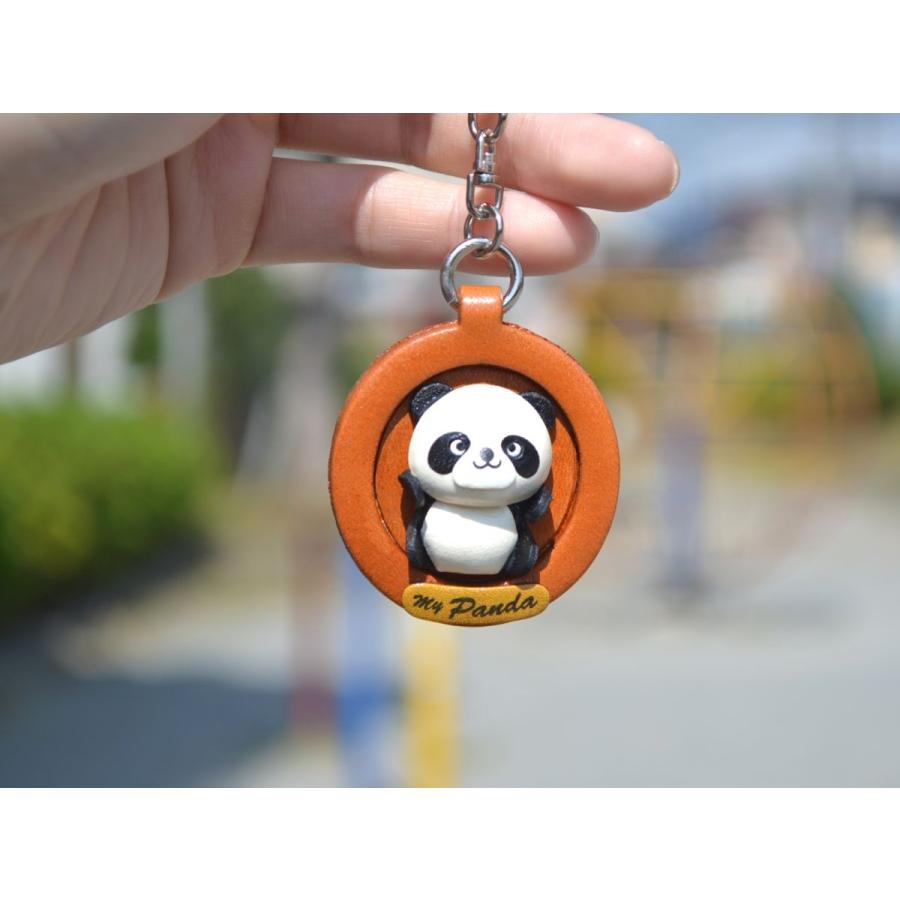本革製プレート動物キーホルダー パンダ バンカクラフト 革物語