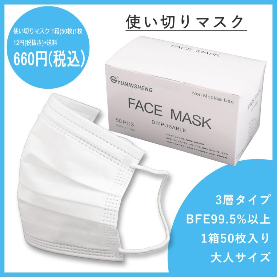 使い切りマスク 1箱(50枚)1枚/12円(税抜き)+送料｜vanda