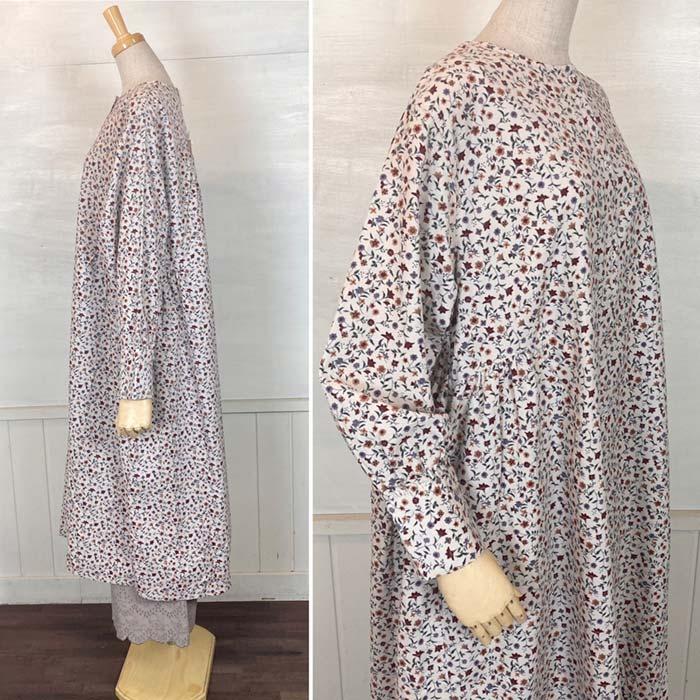 クラウドナイン Cloud nine コーデュロイ小花柄プリント前開き  