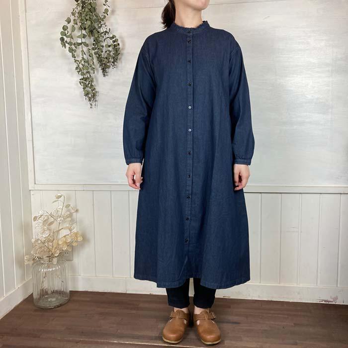 Cloud Nine クラウドナイン フリル襟長袖デニムワンピース ブルー ネイビー M ｌ ワンサイズ Cloudnine Nop9790 Vanillaオンラインストア 通販 Yahoo ショッピング