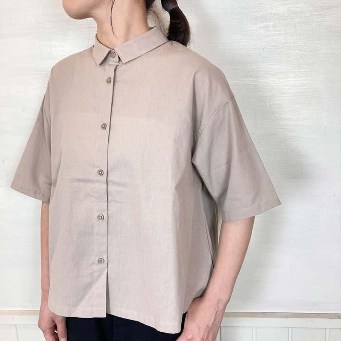 10%OFFセール】kermu ケルム コットンリネンワイドシャツ ベージュ 