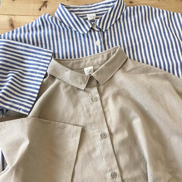 10%OFFセール】kermu ケルム コットンリネンワイドシャツ ベージュ 