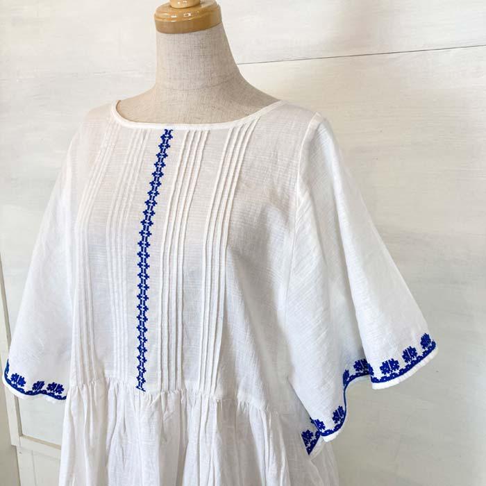 douxbleu yarra クロスステッチ刺繍　セットアップ　ホワイト　美品 YARRA（ヤラ） クロスステッチ刺繍2wayワンピース ホワイト フリー