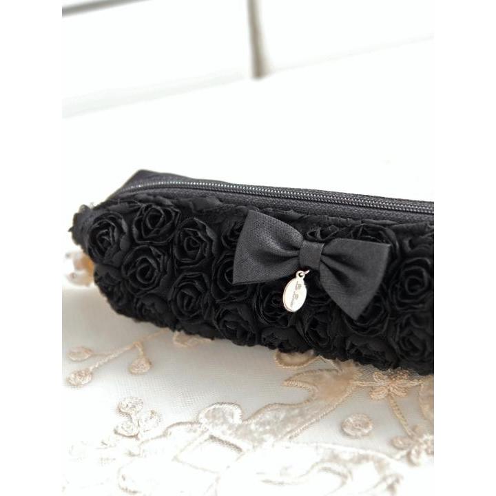 ペンケース ミニローズ 筆箱 母の日 薔薇雑貨 バラ パール リボン  