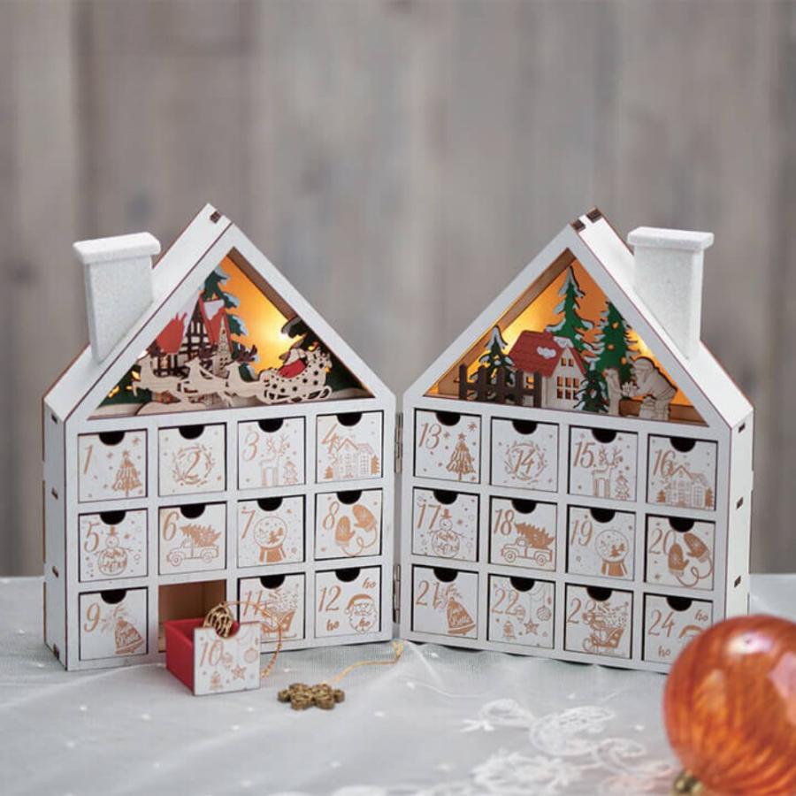 アドベントカレンダーLED 木製 引き出し 2025クリスマス 飾り 北欧